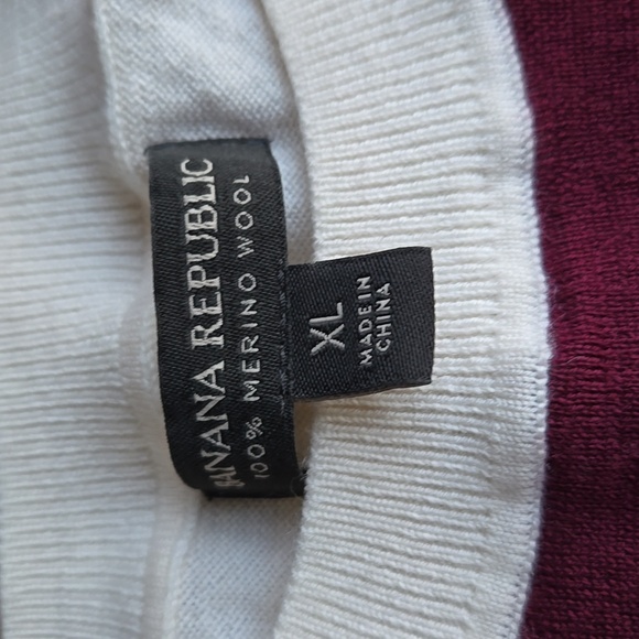 Banana Republic Merino Wool Color Block Sweater Extra Large NWOT White Maroon - Picture 3 of 8